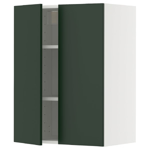 METOD Wall cabinet with shelves/2 doors, white/Havstorp deep green, 60x80 cm