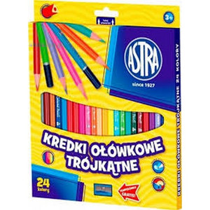 Astra Triangular Coloured Pencils 24 Colours + Sharpener