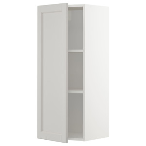 METOD Wall cabinet with shelves, white/Lerhyttan light grey, 40x100 cm