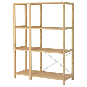 IVAR 2 sections/shelves, pine, 134x50x179 cm