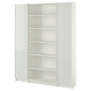 BILLY / HÖGBO Bookcase combination w glass doors, white, 160x202 cm