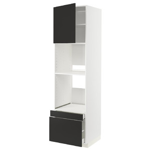 METOD / MAXIMERA Hi cab f ov/combi ov w dr/2 drwrs, white/Nickebo matt anthracite, 60x60x220 cm