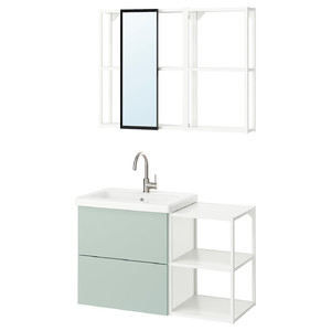 ENHET Bathroom, white/pale grey-green, 102x43x65 cm