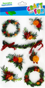 Christmas 3D Decorative Stickers Wreath 8pcs