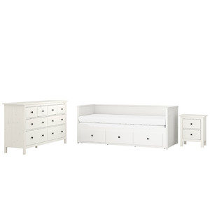 HEMNES Bedroom furniture, set of 3, white stain, 80x200 cm