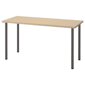 MÅLSKYTT / ADILS Desk, birch/dark grey, 140x60 cm