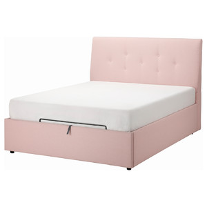 IDANÄS Upholstered ottoman bed, Gunnared pale pink, 140x200 cm