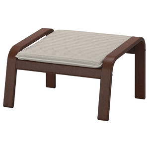 POÄNG Footstool, brown, Knisa light beige