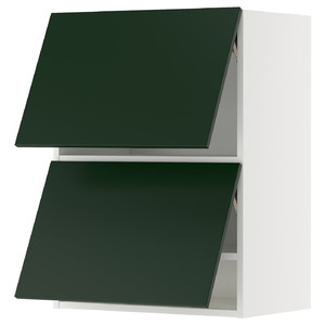 METOD Wall cab horizo 2 doors w push-open, white/Havstorp deep green, 60x80 cm