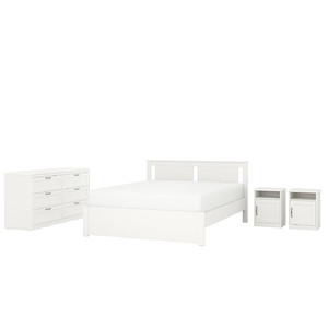 SONGESAND Bedroom furniture, set of 4, white, 160x200 cm