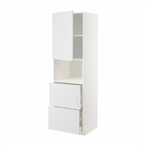 METOD / MAXIMERA Hi cab f micro w door/2 drawers, white/Stensund white, 60x60x200 cm