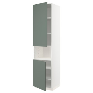 METOD High cab f micro w 2 doors/shelves, white/Bodarp grey-green, 60x60x240 cm