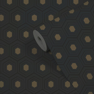 GoodHome Vinyl Wallpaper on Fleece Draba, black