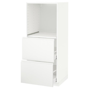 METOD / MAXIMERA High cabinet w 2 drawers for oven, white, Voxtorp matt white, 60x60x140 cm