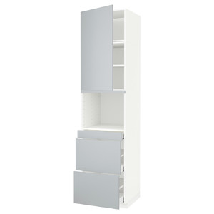 METOD / MAXIMERA Hi cab f micro combi w door/3 drwrs, white/Veddinge grey, 60x60x240 cm