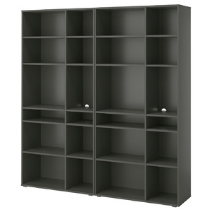 VIHALS Shelving combination, dark grey, 190x37x200 cm