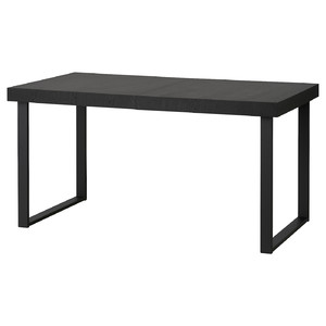 TARSELE Extendable table, black veneer/black, 150/200x80 cm