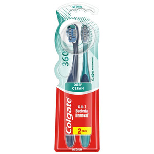 Colgate Toothbrush 360 Deep Clean 1+1 (2pcs) Medium, assorted colours