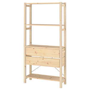 IVAR 1 section/shelves/drawers, pine, 89x30x179 cm