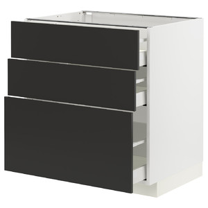 METOD / MAXIMERA Base cabinet with 3 drawers, white/Nickebo matt anthracite, 80x60 cm