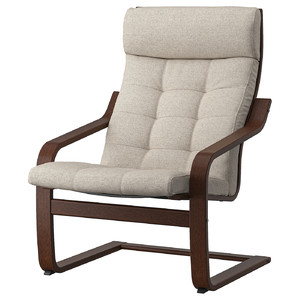 POÄNG Armchair, brown/Gunnared beige