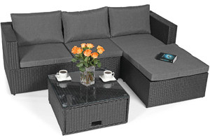 Outdoor Corner Furniture Set ROMA RELAX, black