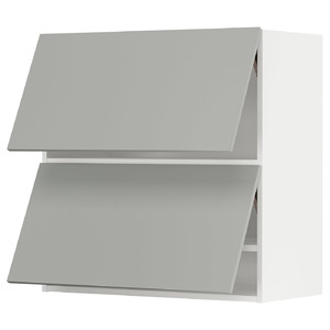 METOD Wall cabinet horizontal w 2 doors, white/Havstorp light grey, 80x80 cm