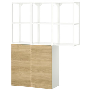 ENHET Storage combination, white/oak effect, 120x32x150 cm