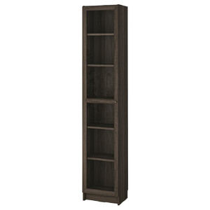 BILLY / OXBERG Bookcase with glass door, dark brown oak effect/clear glass, 40x30x202 cm