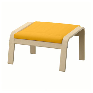 POÄNG Footstool, birch veneer, Skiftebo yellow