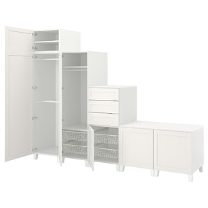 PLATSA Wardrobe with 6 doors+3 drawers, white/Sannidal white, 300x57x231 cm