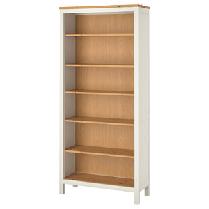 HEMNES Bookcase, white stain, light brown, 90x197 cm