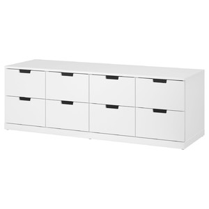 NORDLI Chest of 8 drawers, white, 160x54 cm