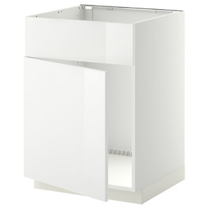 METOD Base cabinet f sink w door/front, white/Ringhult white, 60x60 cm