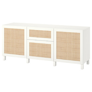 BESTÅ Storage combination with drawers, white Studsviken/Stubbarp/white poplar, 180x42x74 cm