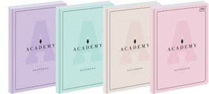 Notebook A5 96 Sheets Squared Hard Cover Academy Pastel 5-pack, assorted patterns