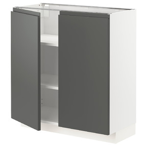 METOD Base cabinet with shelves/2 doors, white/Voxtorp dark grey, 80x37 cm