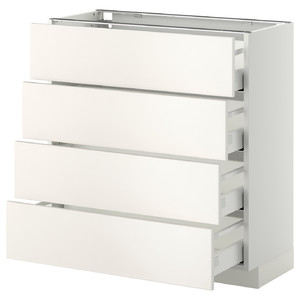 METOD / MAXIMERA Base cab 4 frnts/4 drawers, white, Veddinge white, 80x37 cm