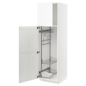 METOD High cabinet with cleaning interior, white Enköping/white wood effect, 60x60x200 cm