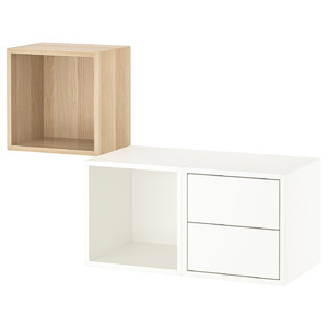 EKET Wall-mounted storage combination, white stained oak effect/white, 105x35x70 cm