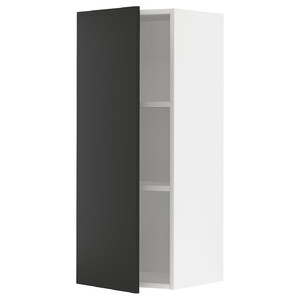 METOD Wall cabinet with shelves, white/Nickebo matt anthracite, 40x100 cm