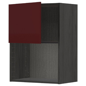 METOD Wall cabinet for microwave oven, black Kallarp/high-gloss dark red-brown, 60x80 cm