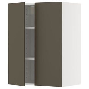 METOD Wall cabinet with shelves/2 doors, white/Havstorp brown-beige, 60x80 cm