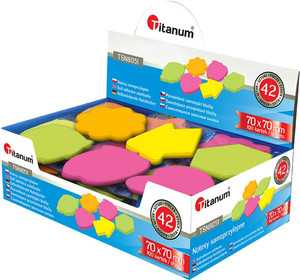 Titanum Self-Adhesive Notebook Sticky Notes - Shapes 70x70mm, 1pc, assorted colours/shapes