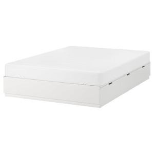 NORDLI Bed frame with storage, white, 140x200 cm