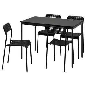 SANDSBERG / ADDE Table and 4 chairs, black/black, 110x67 cm