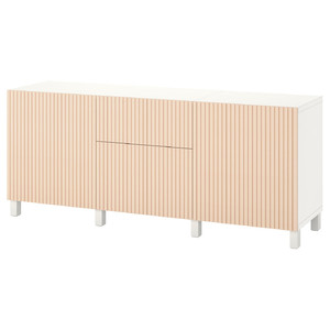 BESTÅ Storage combination with drawers, white Björköviken/birch veneer, 180x42x74 cm
