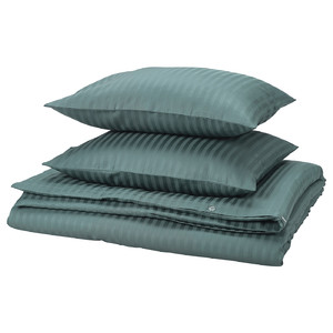 NATTJASMIN Duvet cover and 2 pillowcases, blue-green, 200x200/50x60 cm