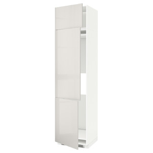 METOD High cab f fridge/freezer w 3 doors, white/Ringhult light grey, 60x60x240 cm