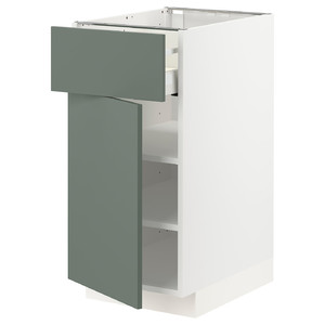 METOD / MAXIMERA Base cabinet with drawer/door, white/Bodarp grey-green, 40x60 cm
